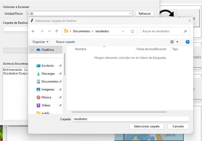 Seleccionar carpeta de destino para exFAT
